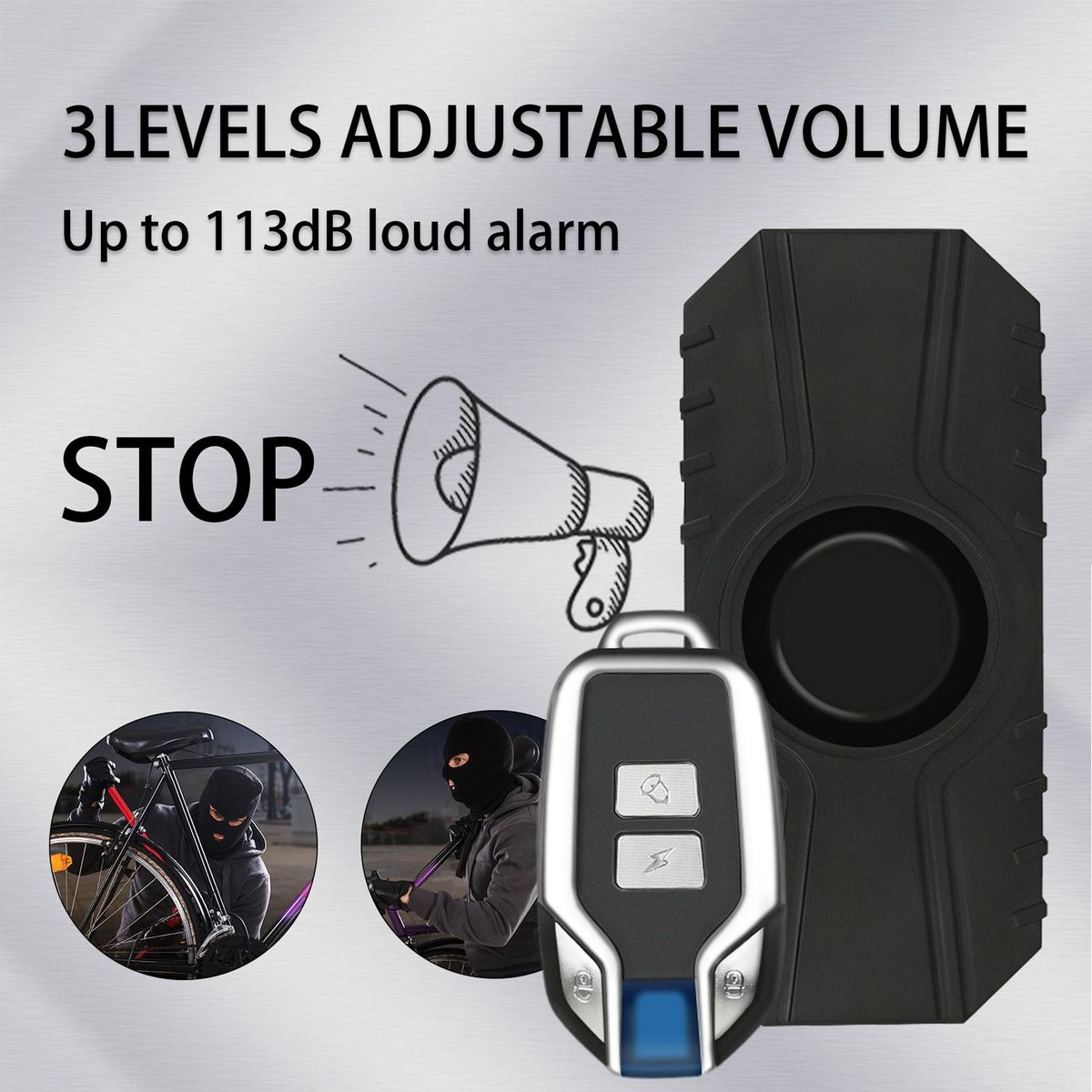 Bike Alarm Loud 113dB Wireless  Waterproof With 1x Remote