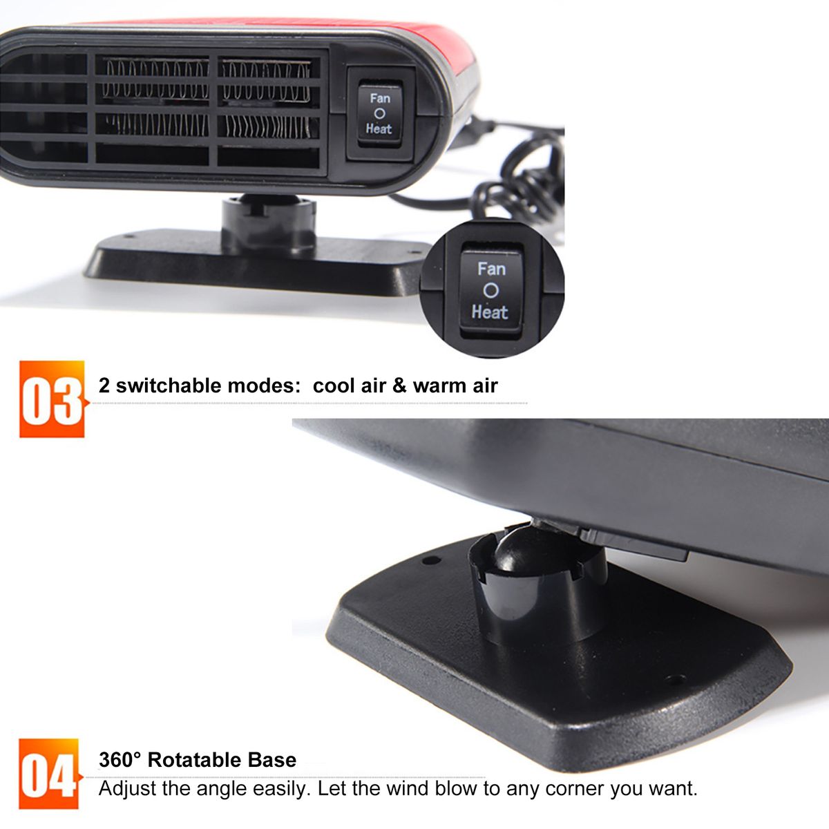 Car Use Winter Warm Air Blower Windshield Heater Vehicle