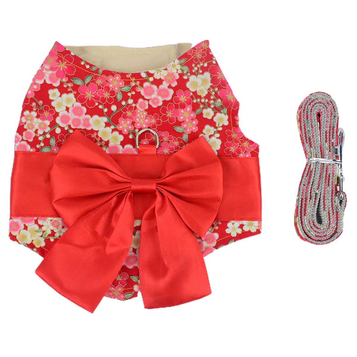 Pet Chest Strap Set Japanese Style Dress-up Adjustable-Red