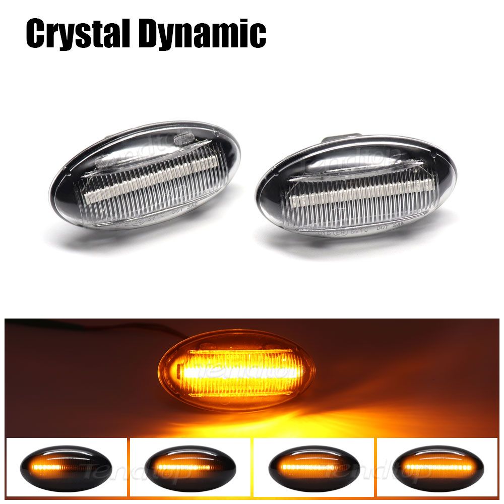 2X LED Dynamic Turn Signal Lamp Blinker For Peugeot 307 206 407 107 607 1007 Citroen C1 C2 C3 C5 C6