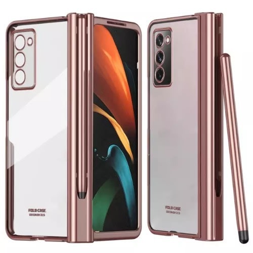 Clear Full Case With S Pen For Samsung Galaxy Fold 4 - Champagne Gold
