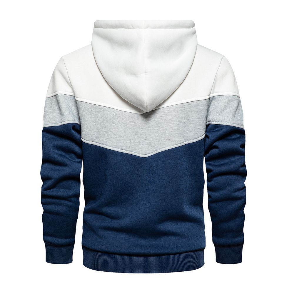 Newest Pullover Loose And Thick Sweater Color-blocking Youth Hooded Top - White
