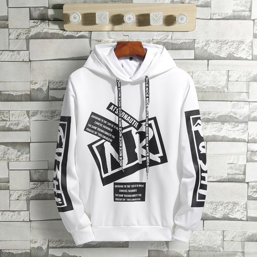 Mens Hoodies Casual Short Sleeve Hoodie-White