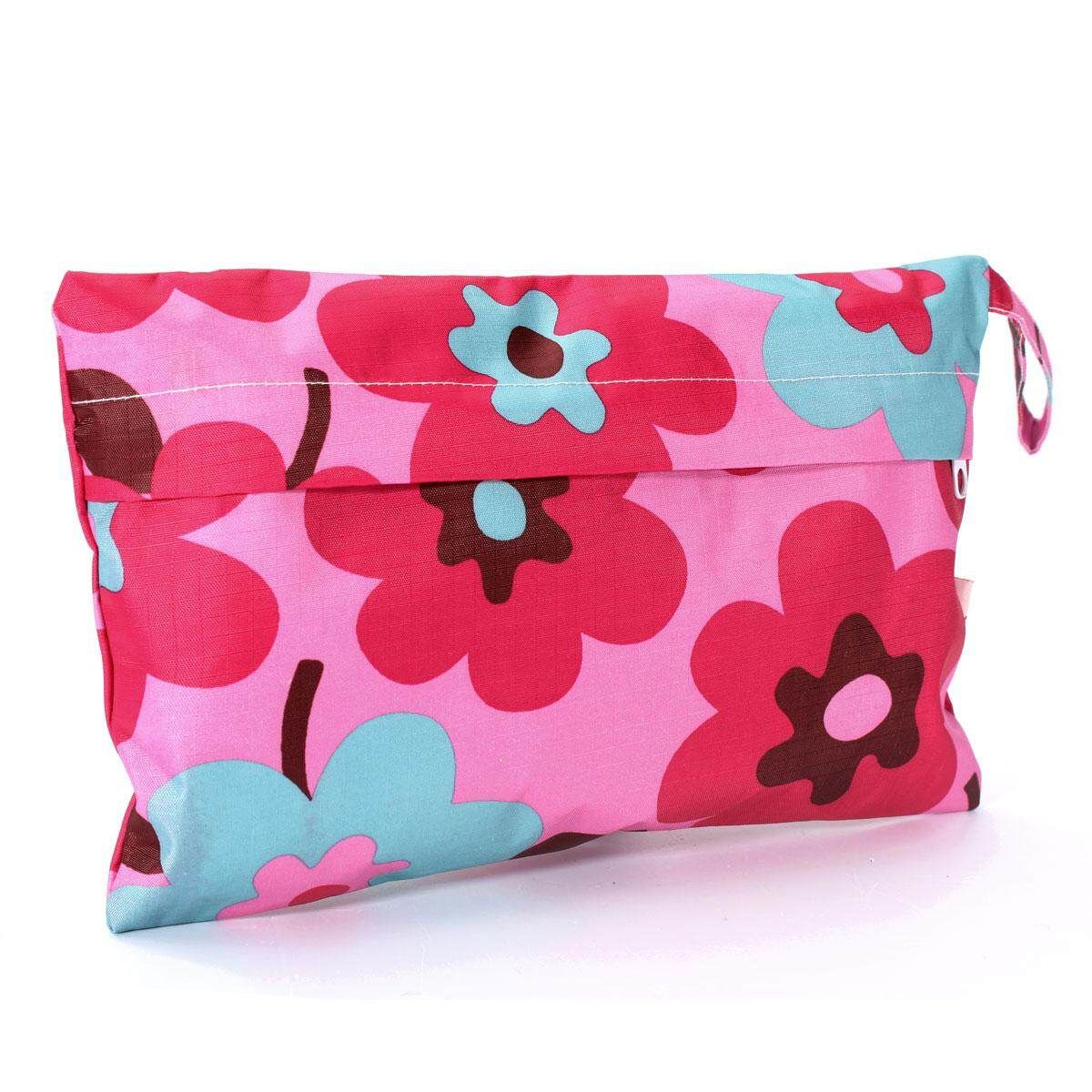 Baby Portable Waterproof Wet Dry Bag Cloth Diaper Reusable Nappy Bag Pockets A (rose Red Flower)
