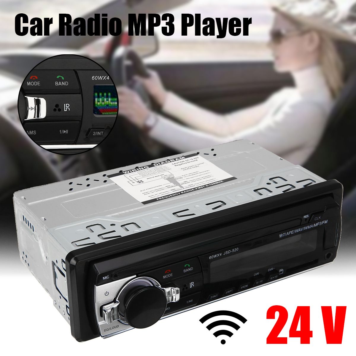 Portable 24V Digital Car MP3 Player 60Wx4 FM Radio Stereo