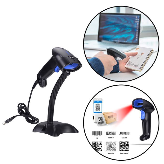 Barcode  Handheld Laser Barcode Reader USB Wired + Stand