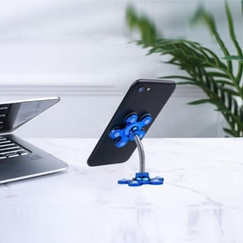 A & J Rotatable Double-sided Phone Holder Suction Cup Stand Bracket - Blue