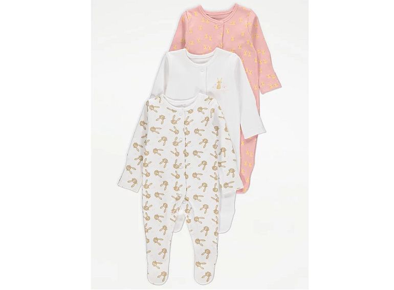 Baby Girls Cotton Sleepsuits Set - 3 Pack