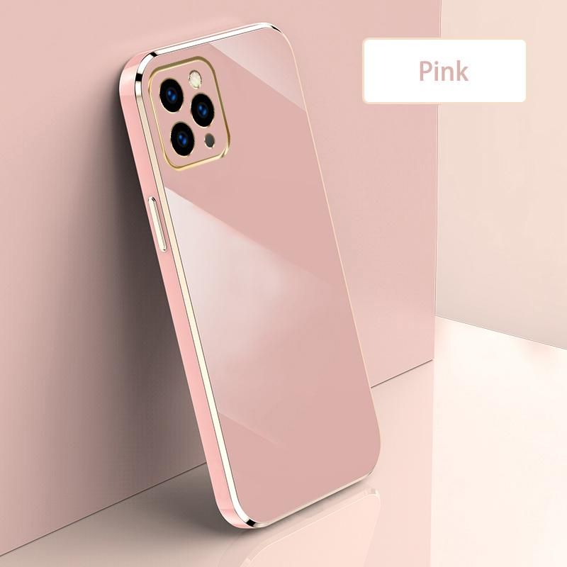 Ultra Thin Plating Phone Case for iPhone 13 Pro Max Lens Protection soft Phone Back Cover-Pink