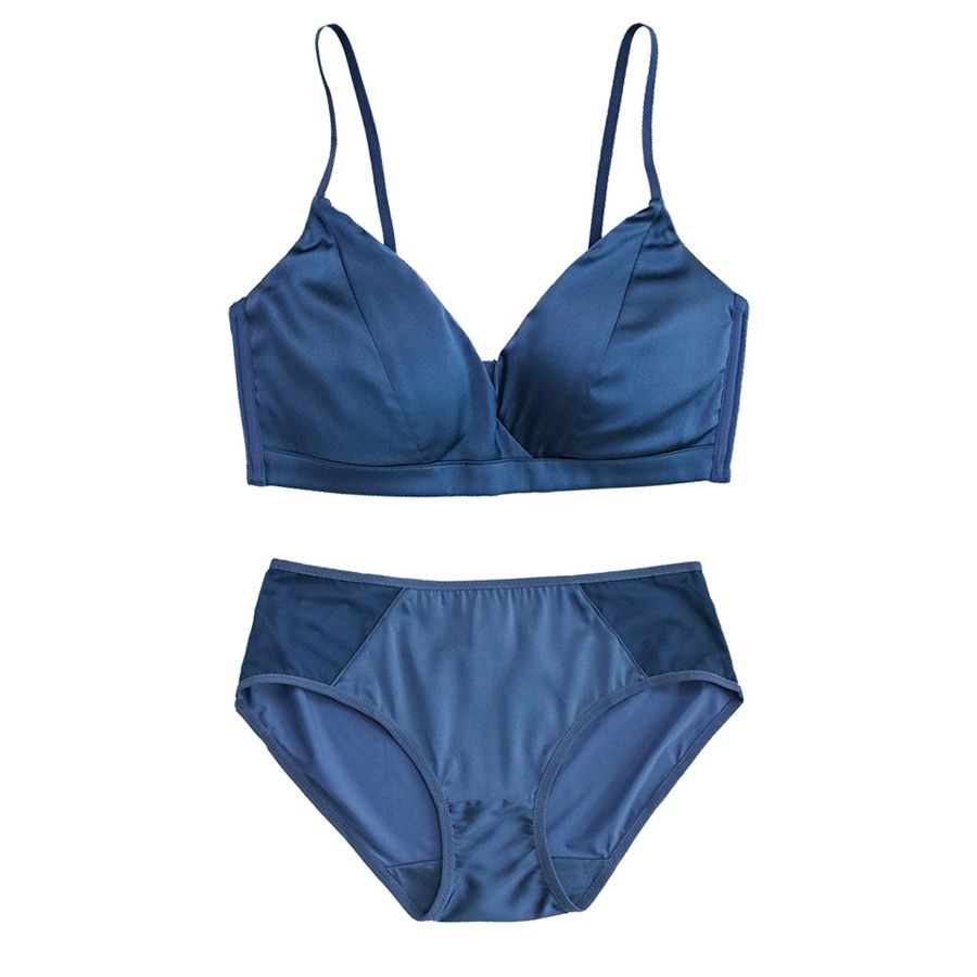 SuyaDream Women Silk Bra Set 92%Silk 8%Spandex Thin Mold Cup Wire Free