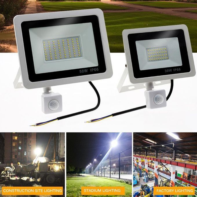 Floodlight Motion Sensor Outdoor  Flood Light 6500K 100W White