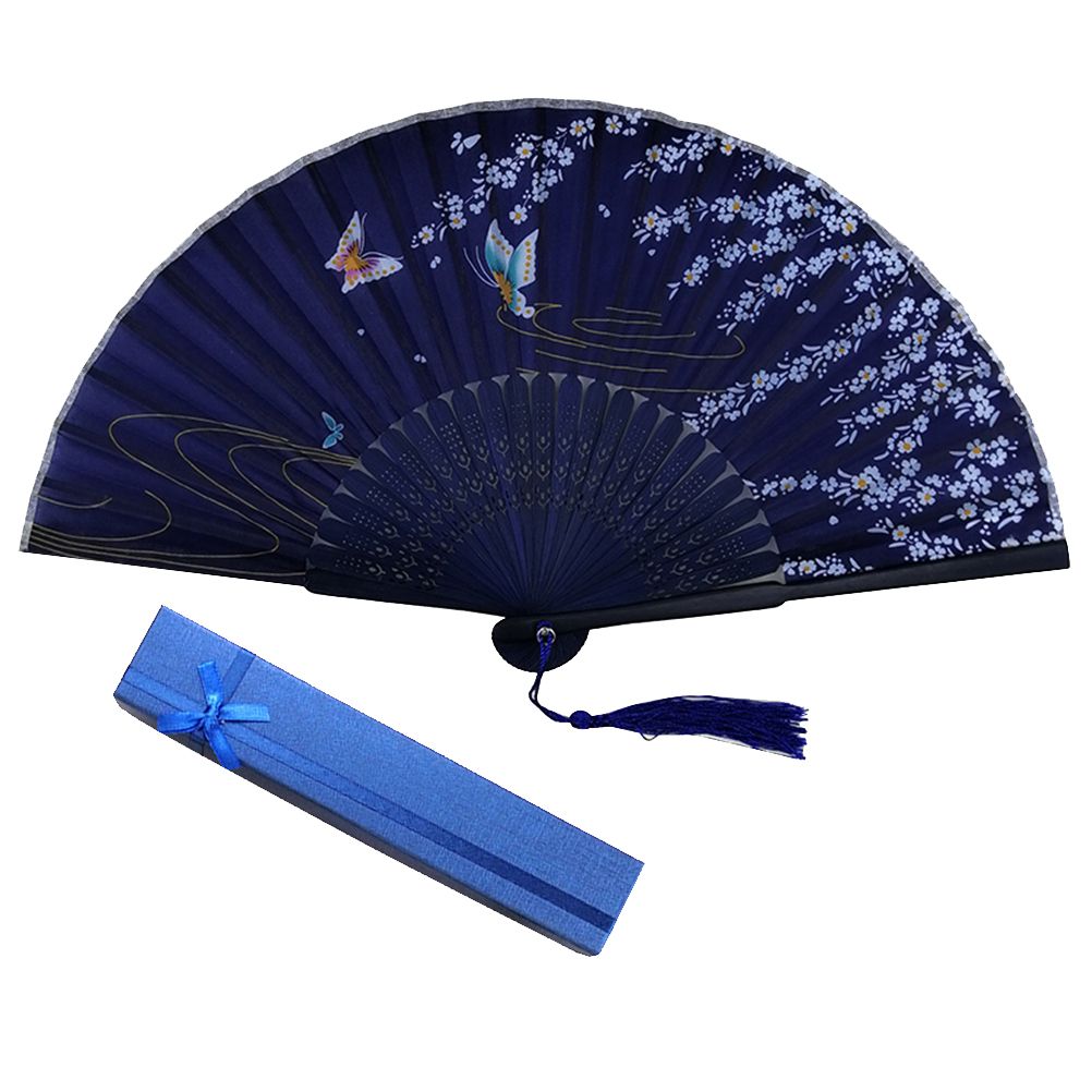 Gift Bamboo Home Fan Handheld 2pcs/Pack Style Decor Blossom With Collapsible Classic Folding Plum Fan Creative Box Japanese