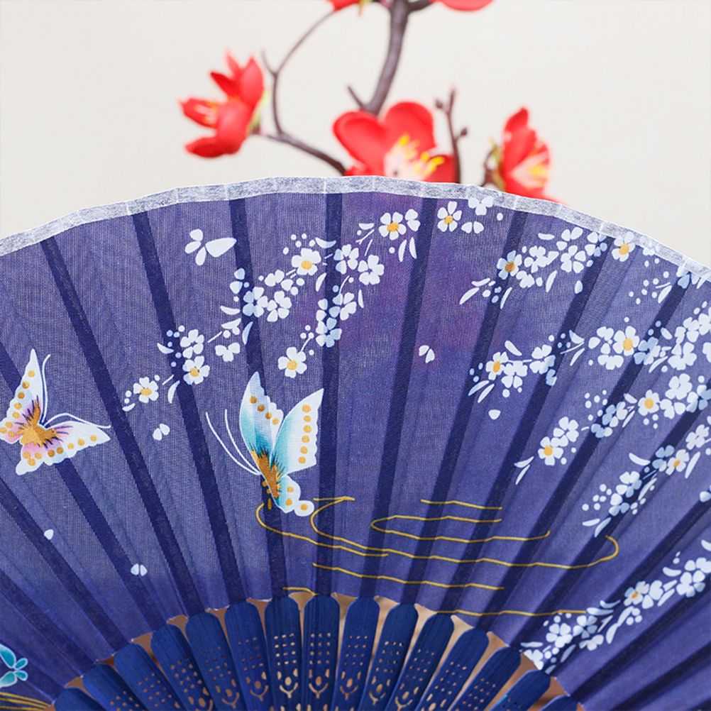 Gift Bamboo Home Fan Handheld 2pcs/Pack Style Decor Blossom With Collapsible Classic Folding Plum Fan Creative Box Japanese