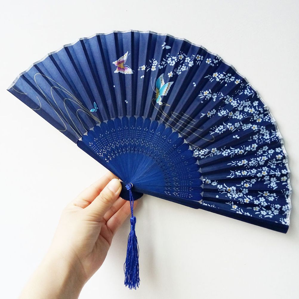 Gift Bamboo Home Fan Handheld 2pcs/Pack Style Decor Blossom With Collapsible Classic Folding Plum Fan Creative Box Japanese