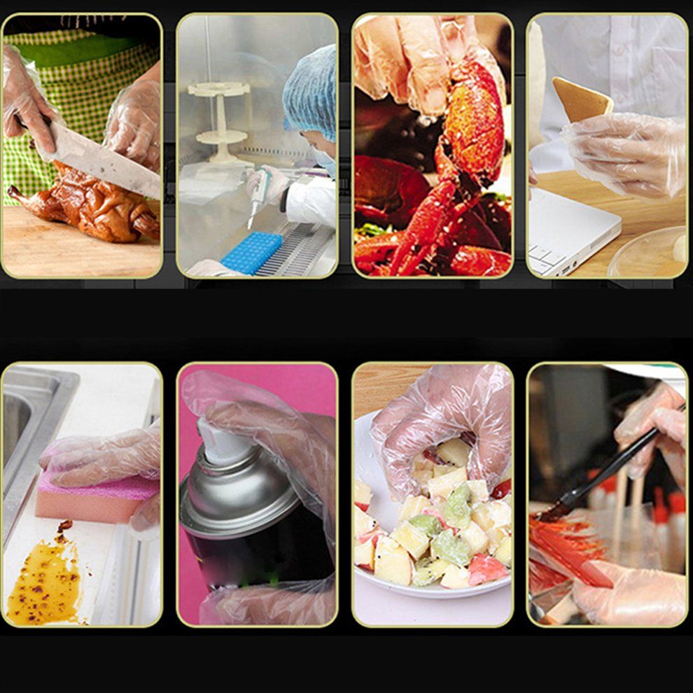 Disposable Plasti    Household Food Grade  Atering   Food Handling Transparent   Thi K PE Film   100p S-Transparent-Thicken