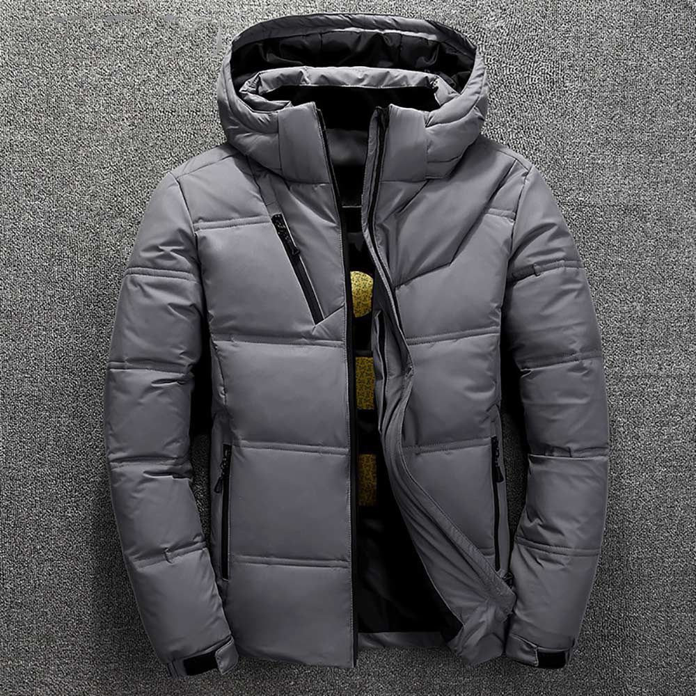 Men Jacket Coat Winter Warm Casual Autumn Stand Collar Puffer Thick Hat  Duck