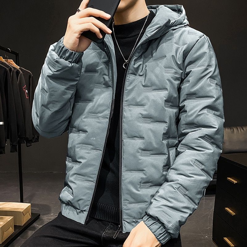 Thick Warm Cotton Jacket Men's Short Hooded Winter Fashion Casual Youth Jacket