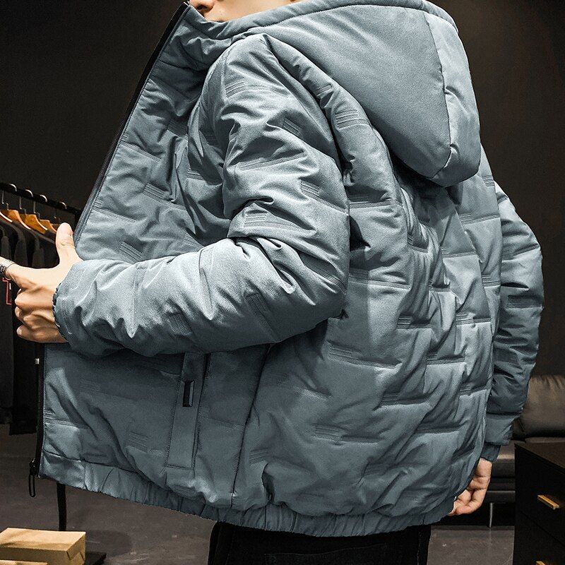 Thick Warm Cotton Jacket Men's Short Hooded Winter Fashion Casual Youth Jacket