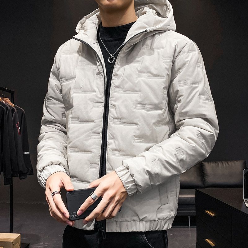 Thick Warm Cotton Jacket Men's Short Hooded Winter Fashion Casual Youth Jacket