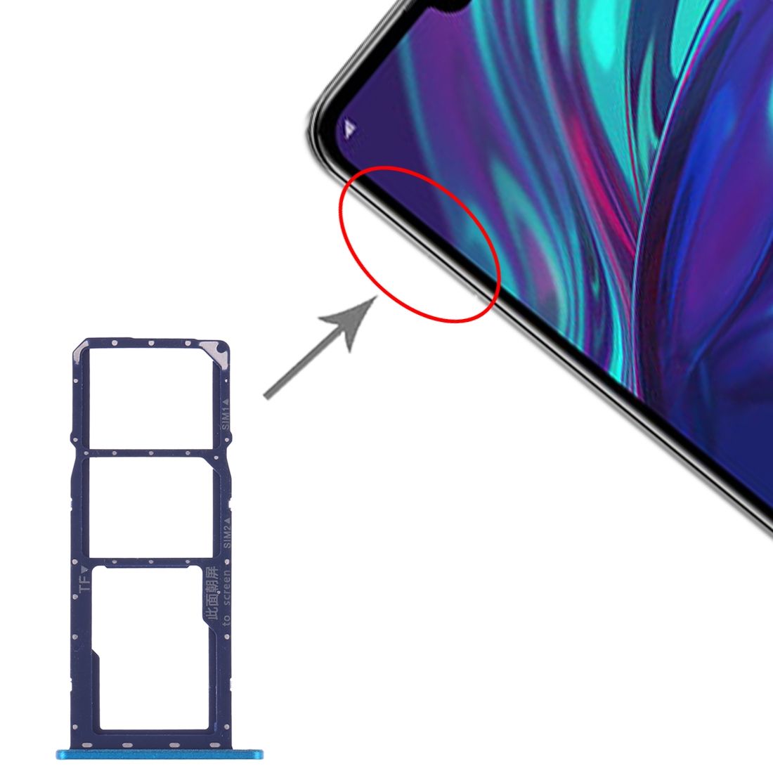 SIM Card Tray + SIM Card Tray + Micro SD Card Tray For Huawei Y7 (2019) / Y7 Pro (2019) / Y7 Prime (2019) (Blue)