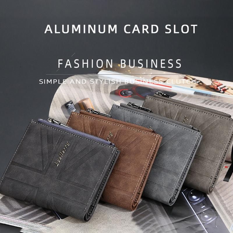 Baellerry-cartera de cuero para hombre y mujer monedero con diseno de tres pliegues para monedas tarjetero de alta calidad titular de la identificacion