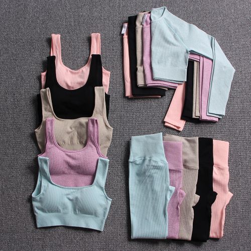 Seamless Woman Sportswear Yoga Sets Workout Sports Bra Gym Clothing High Waist Legging Fitness Women Tracksuit Athletic Outfits(#Top Pants Black)