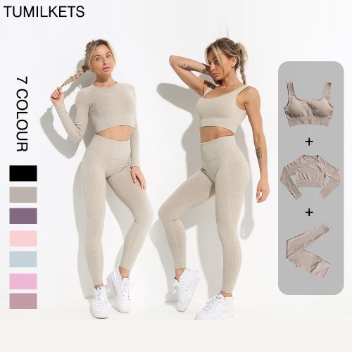 Seamless Woman Sportswear Yoga Sets Workout Sports Bra Gym Clothing High Waist Legging Fitness Women Tracksuit Athletic Outfits(#Top Pants Black)