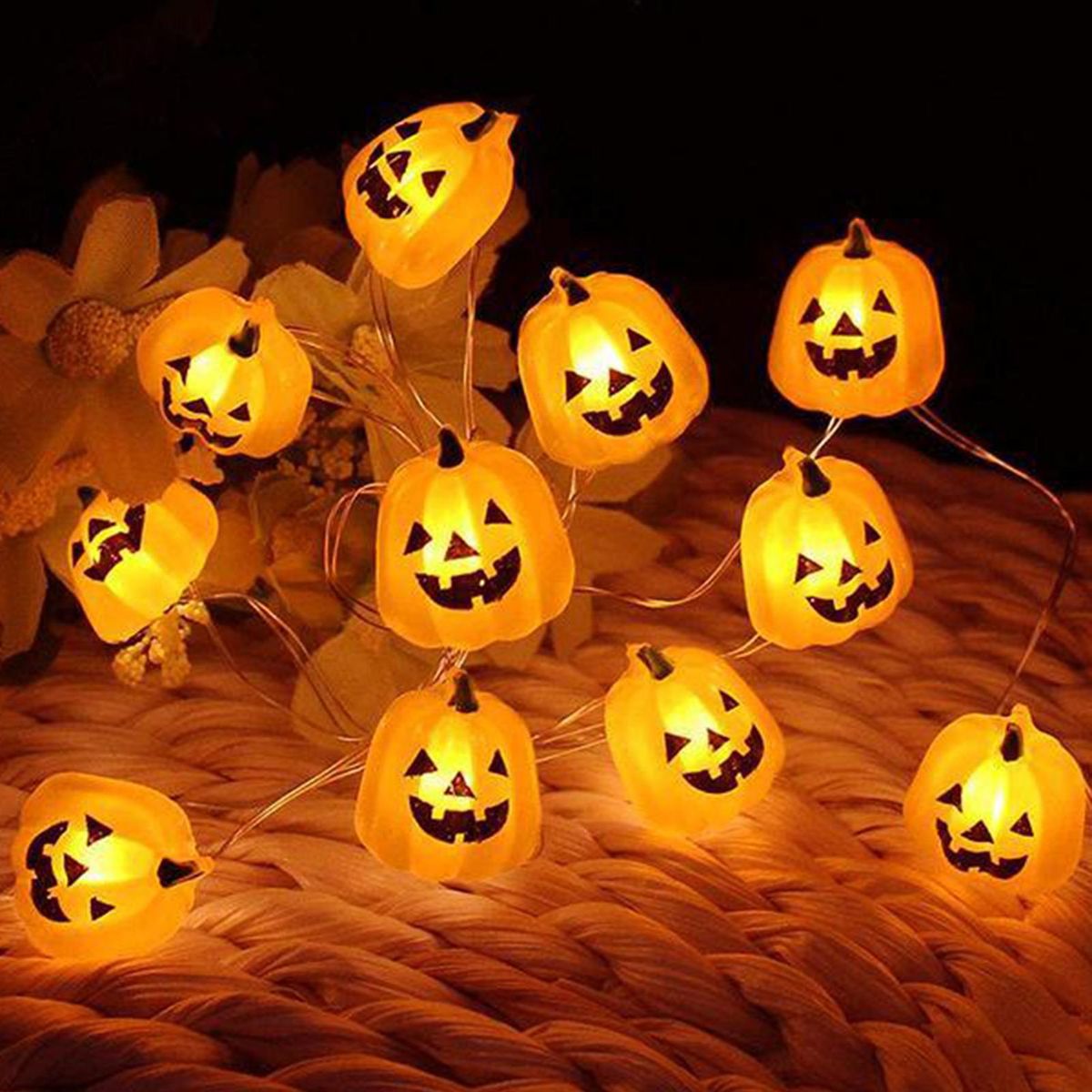 2 Meters 20LEDs Pumkin Design String Light Constant Bright Mode 2 * AA Cell Operated for Halloween Party Home Decoration Present Gift