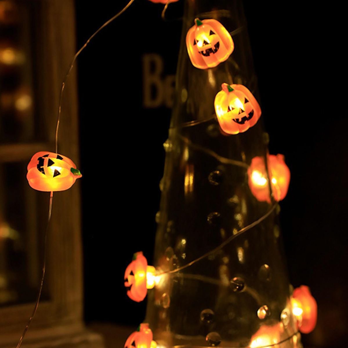 2 Meters 20LEDs Pumkin Design String Light Constant Bright Mode 2 * AA Cell Operated for Halloween Party Home Decoration Present Gift