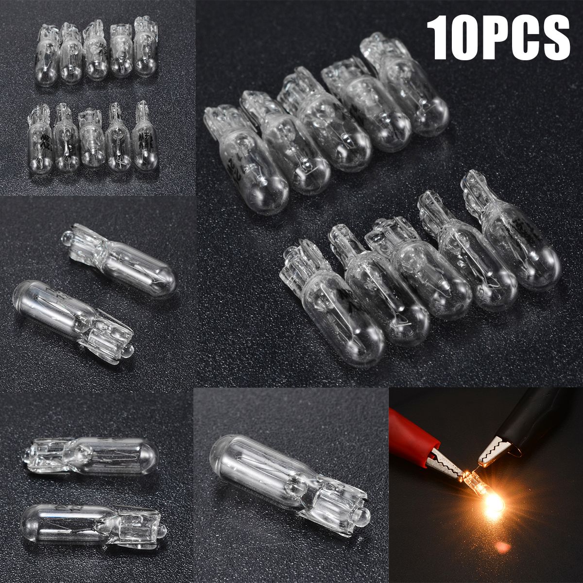 10pcs 12v 1.2w T5 286 Glass Amber Light Blub Car Wedge