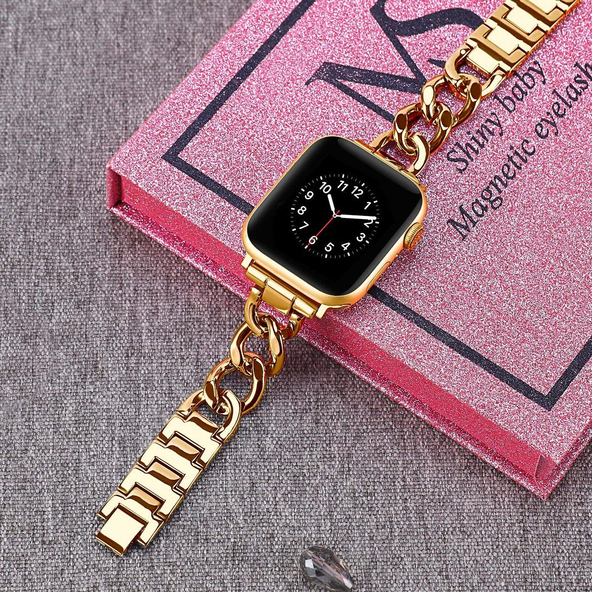 Women Gold Loop Strap For Apple Watch 8 7 44mm 41 45mm