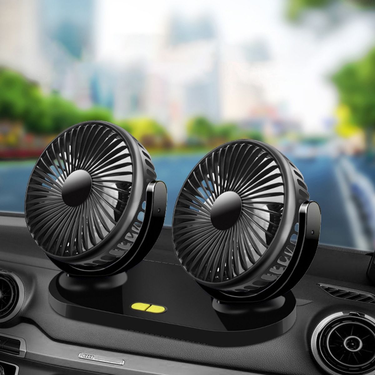 Dual Head USB Fan 360 Degree Rotating 5V 2A 3 Speed Modes