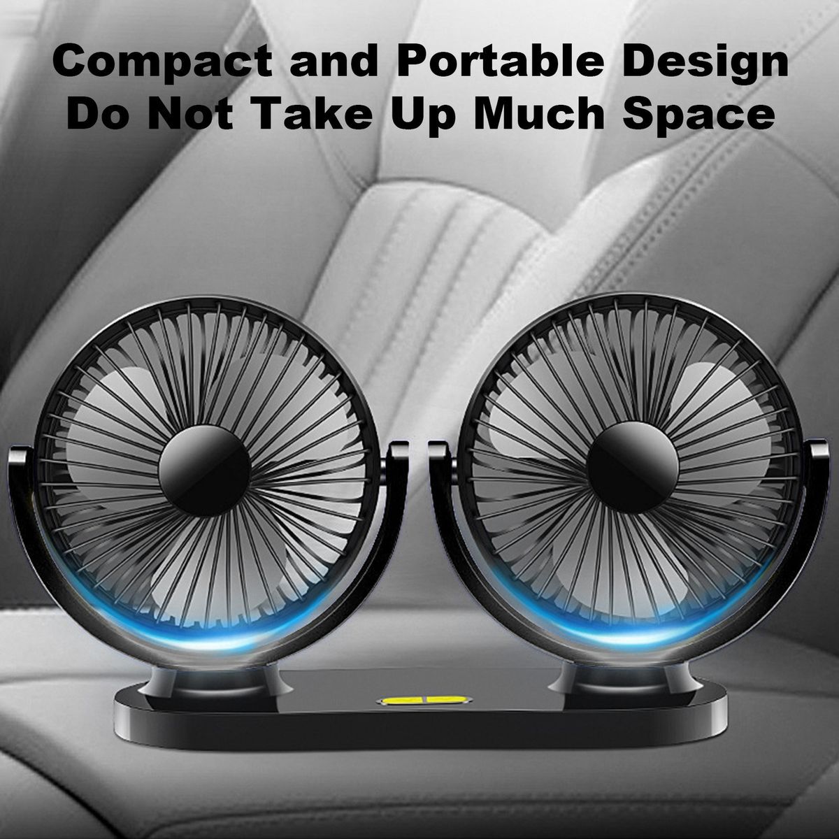 Dual Head USB Fan 360 Degree Rotating 5V 2A 3 Speed Modes