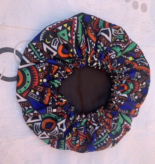 Woman Satin Hair Bonnet With Ankara