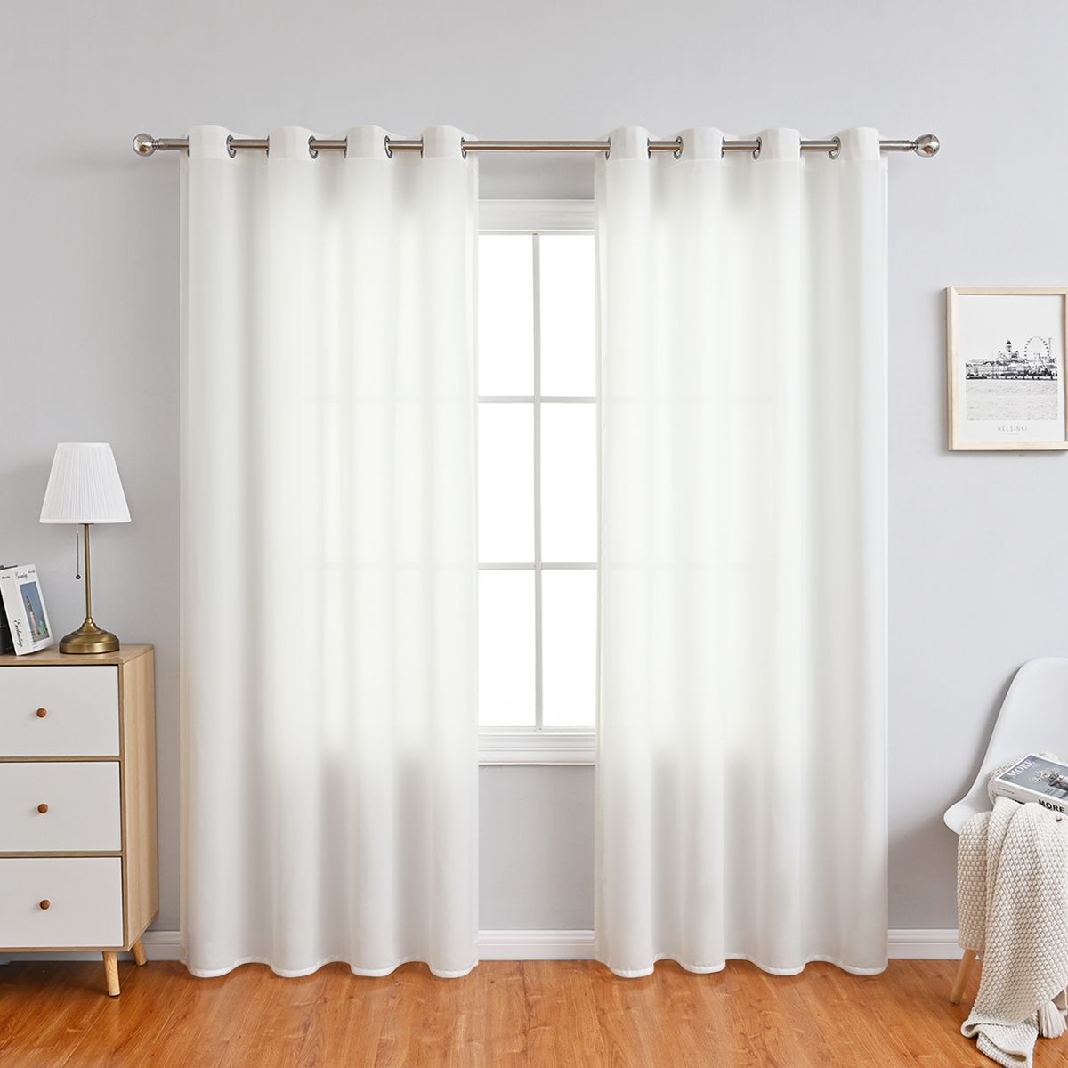 2PC Curtains Household Blackout Phantom Veils Translucent