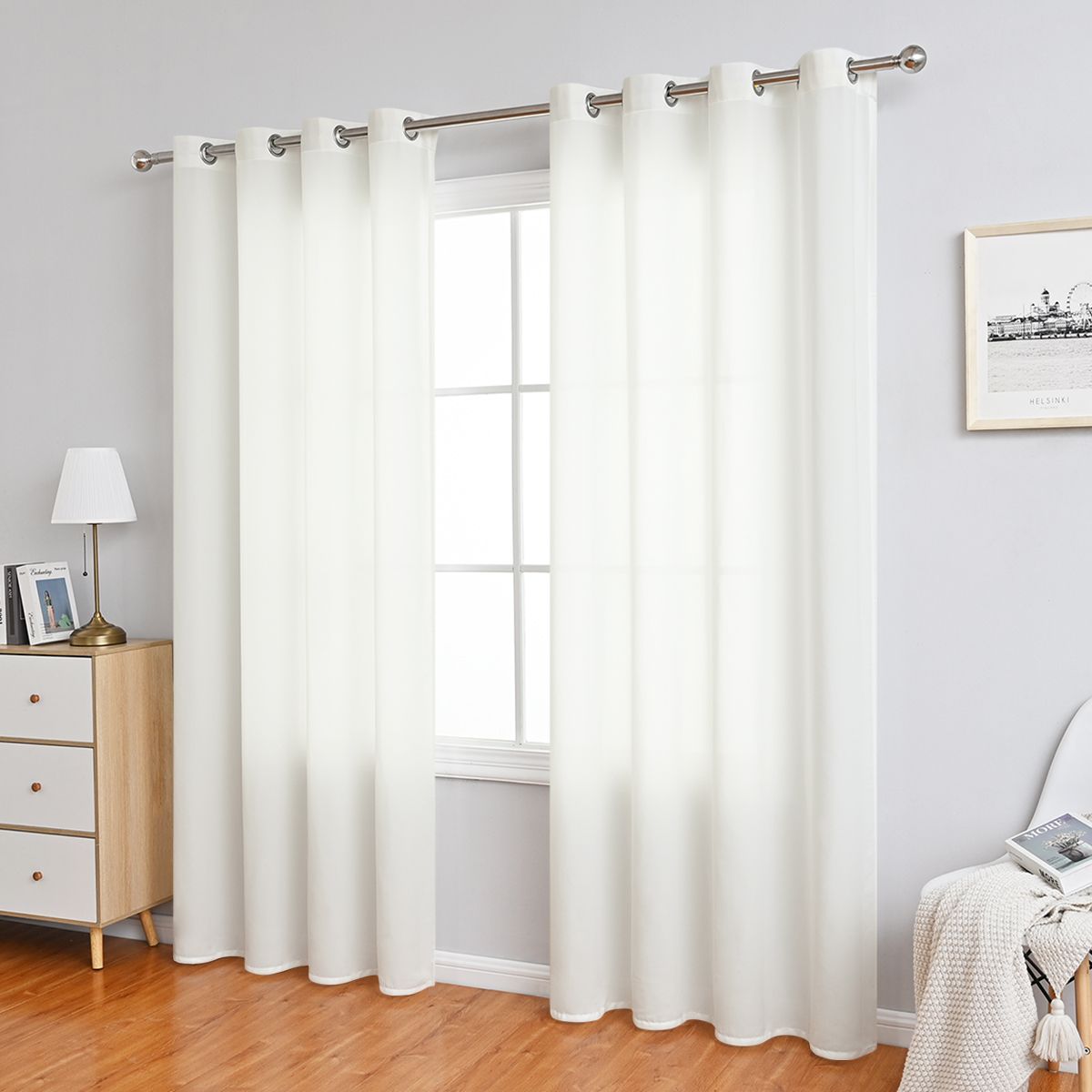 2PC Curtains Household Blackout Phantom Veils Translucent