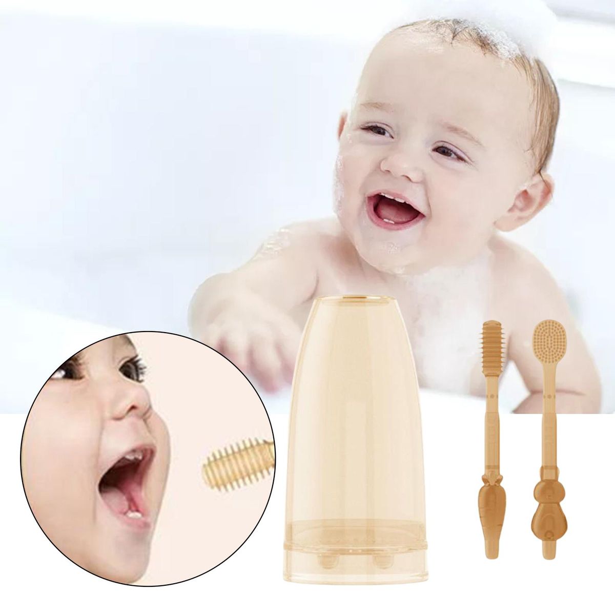 Soft Silicone Toddler Toothbrush Set 0-3 Years Infant Deciduous