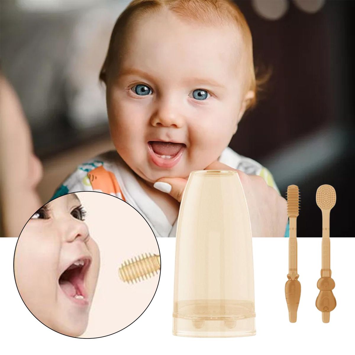Soft Silicone Toddler Toothbrush Set 0-3 Years Infant Deciduous