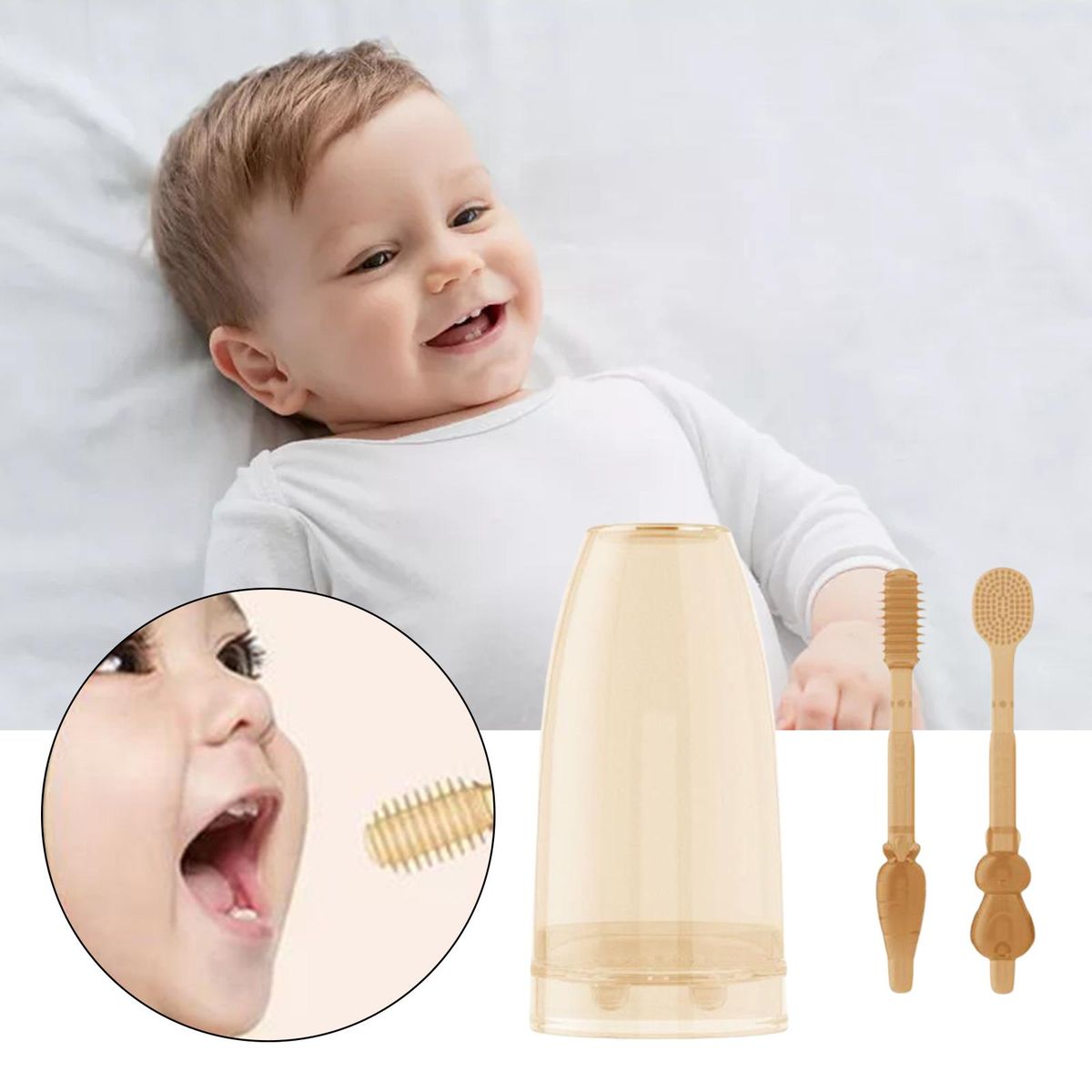Soft Silicone Toddler Toothbrush Set 0-3 Years Infant Deciduous
