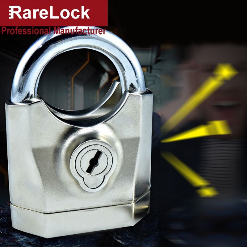 Alarm Padlock Security Key Lock 130dB For Outdoor Gate Home Door Motorcycle Cabinet Air Box SchooYM Locker Rarelock MS511 I