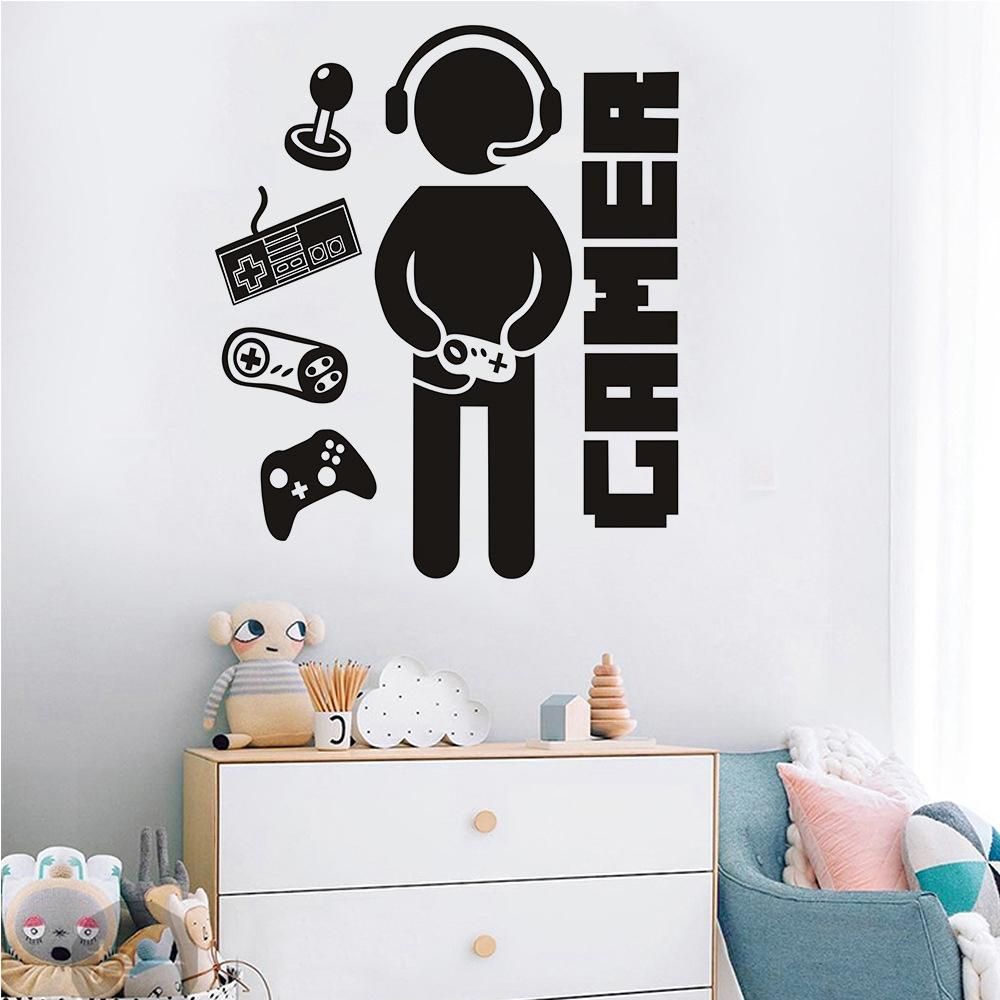 Gamer Decals for Boys Room Creative Game Wall Sticker for Kids Room Boys Bedroom Playroom Wall Decor