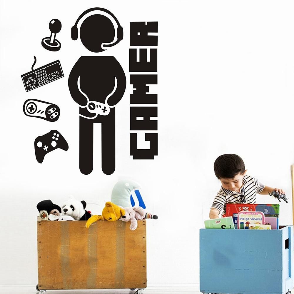 Gamer Decals for Boys Room Creative Game Wall Sticker for Kids Room Boys Bedroom Playroom Wall Decor