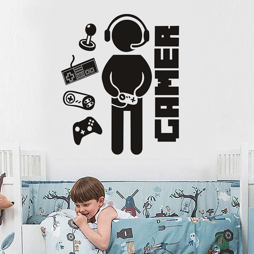 Gamer Decals for Boys Room Creative Game Wall Sticker for Kids Room Boys Bedroom Playroom Wall Decor
