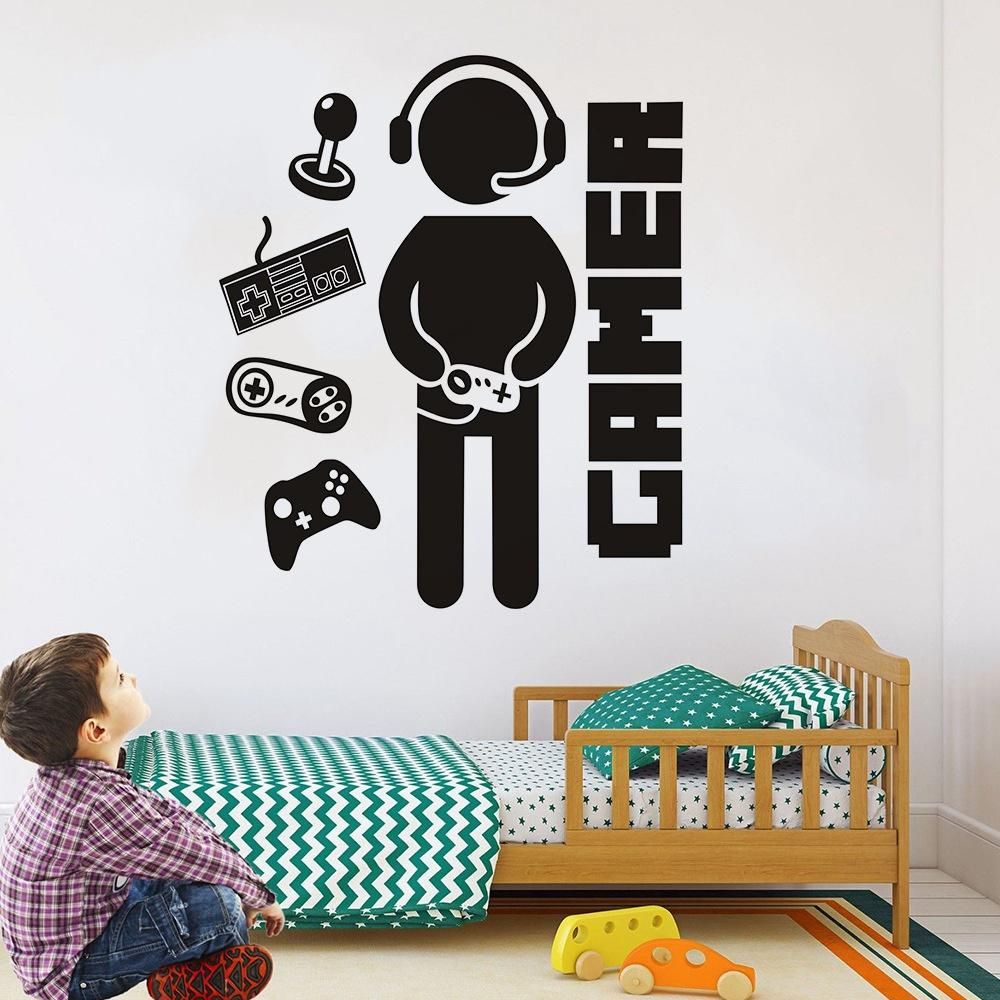 Gamer Decals for Boys Room Creative Game Wall Sticker for Kids Room Boys Bedroom Playroom Wall Decor