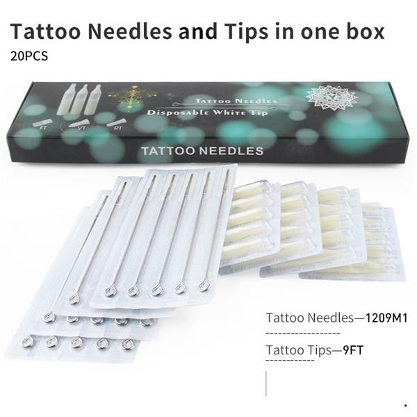 With Plastic Tattoo Box (M1+FT) Tattoo 40PCS- White Professional Mixed Tips Tips Disposable Needle M1 And Tattoo & Needles FT