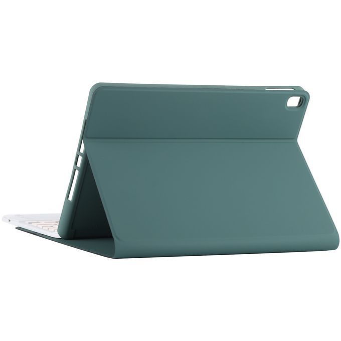 TG-102BC Detachable Bluetooth Pink Keyboard + Microfiber Leather Protective Case For IPad 10.2 Inch / IPad Air (2019), With Touch Pad & Pen Slot & Holder(Dark Green)
