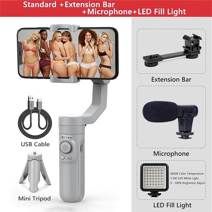 HQ3 3-Axis Foldable Smart Handheld Gimbal Cellphone Video Record Vlog Stabilizer Combination