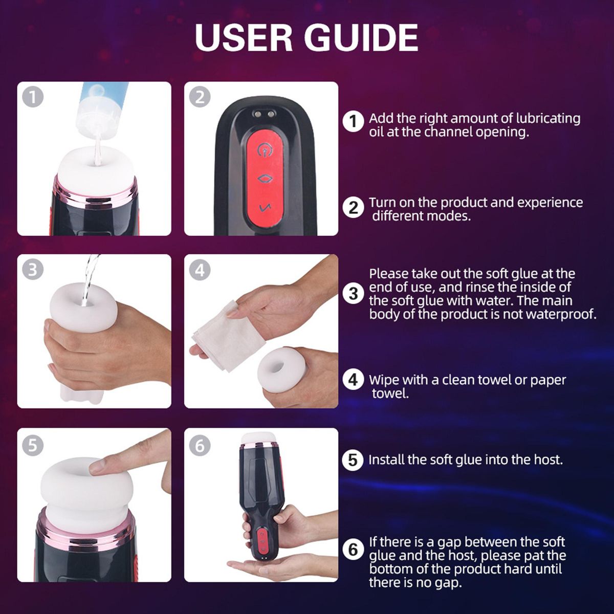 Men Masturbator Cup 5 Suction Modes 10 Frequency Vibration Soft Glue 360 Degrees Wrapped Portable Size