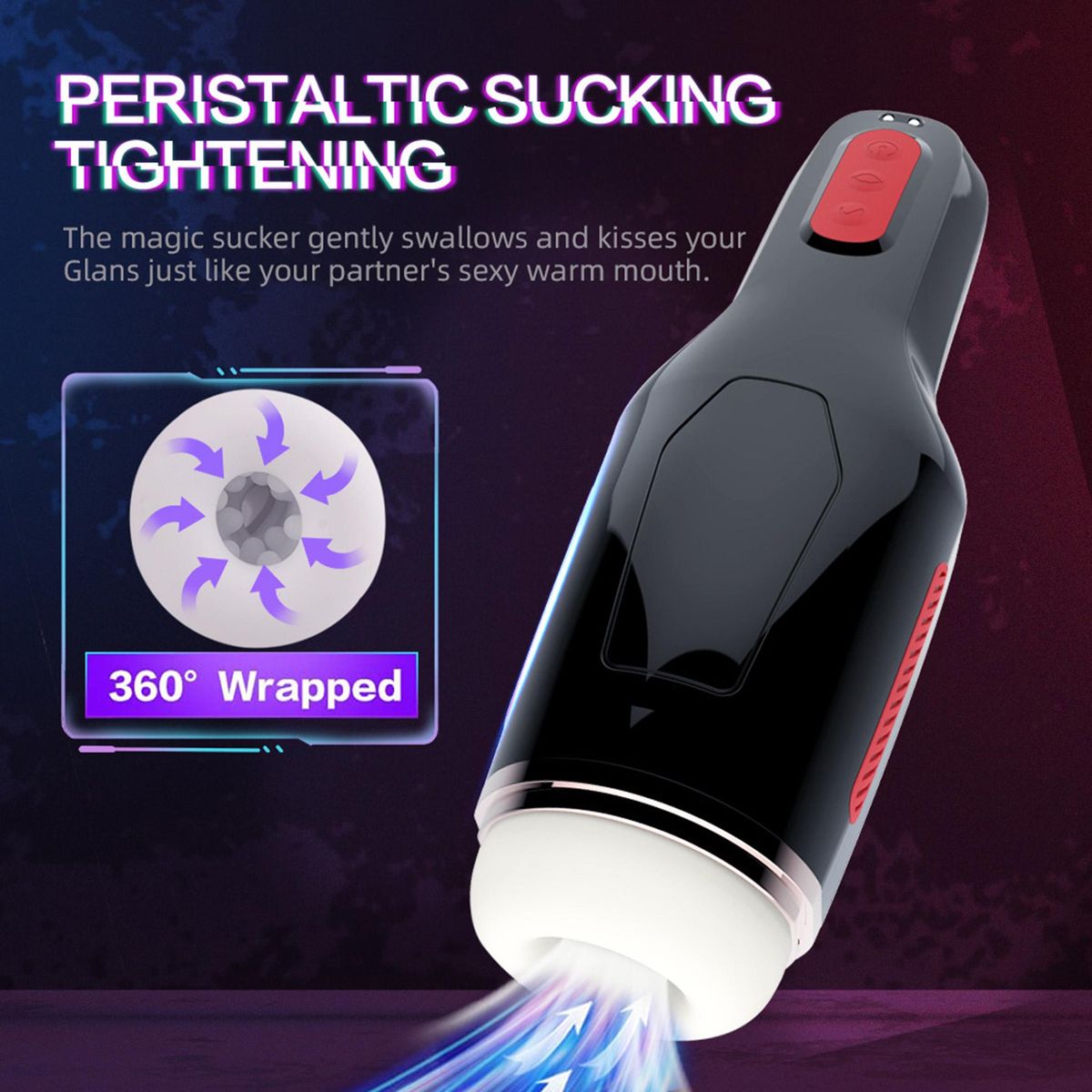 Men Masturbator Cup 5 Suction Modes 10 Frequency Vibration Soft Glue 360 Degrees Wrapped Portable Size