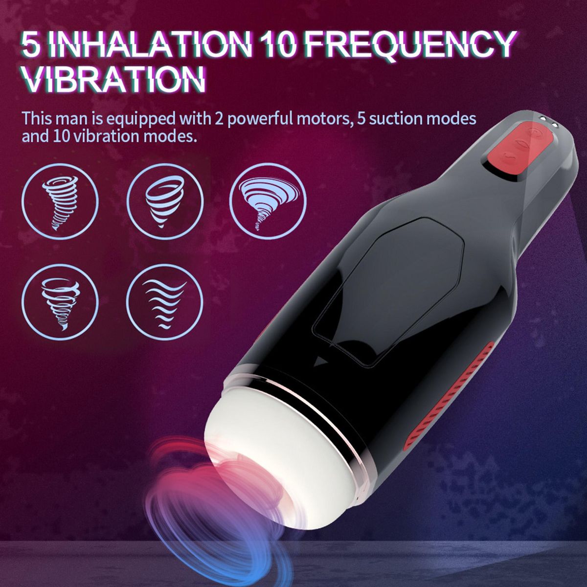 Men Masturbator Cup 5 Suction Modes 10 Frequency Vibration Soft Glue 360 Degrees Wrapped Portable Size
